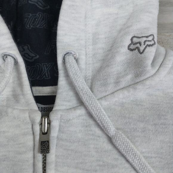 Motocross embroidered light gray Fox Racing Zip up hoodie jacket men's sz small - Picture 5 of 13